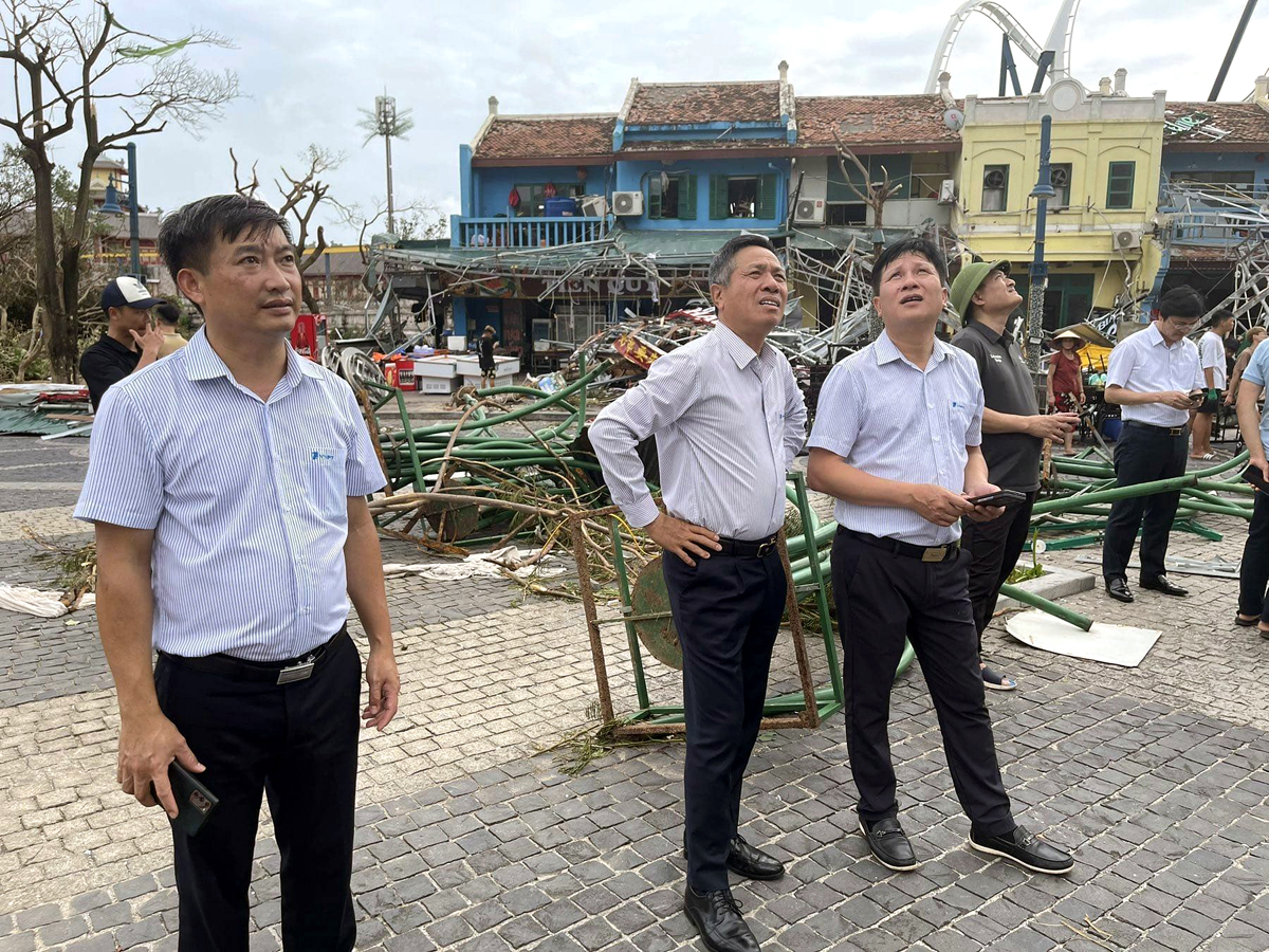 Chủ tịch Tập đoàn Tô Dũng Thái cùng lãnh đạo VNPT địa bàn Quảng Ninh tại hiện trường